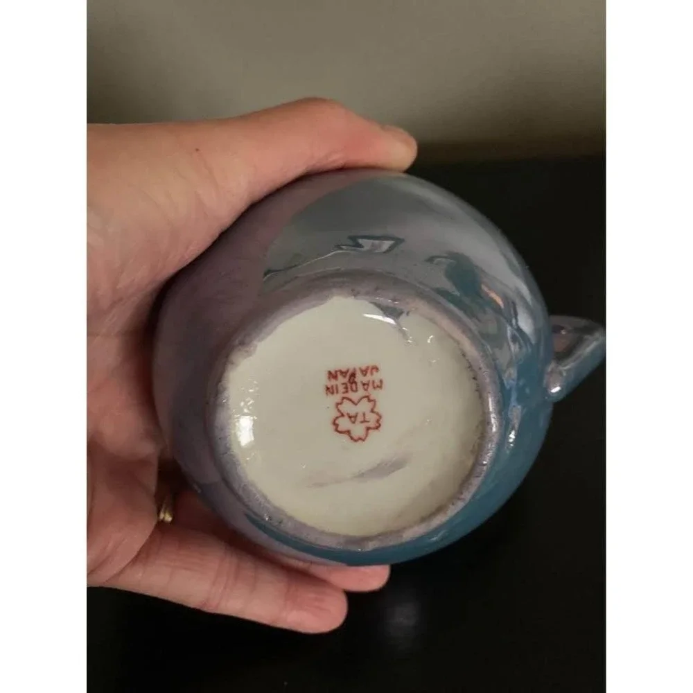 Vintage Japanese Blue‎ Lusterware Creamer and Sugar Bowl Set